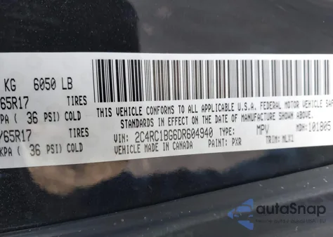 2013 Chrysler Town & Country Touring из США, поврежденный, VIN 2C4RC1BG6DR604940